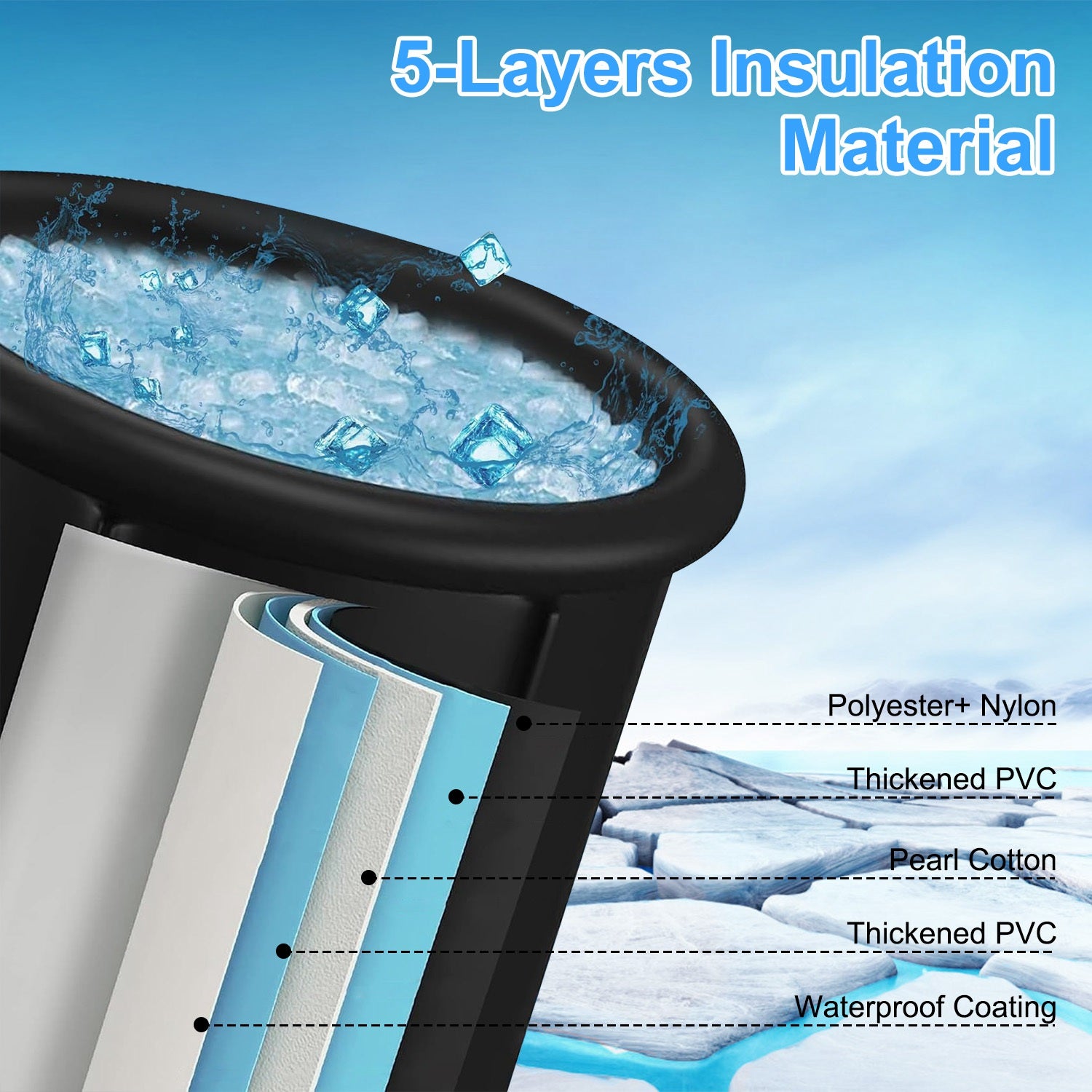 Portable Ice Bath Tub - 97 Gallon Cold Plunge with Cover