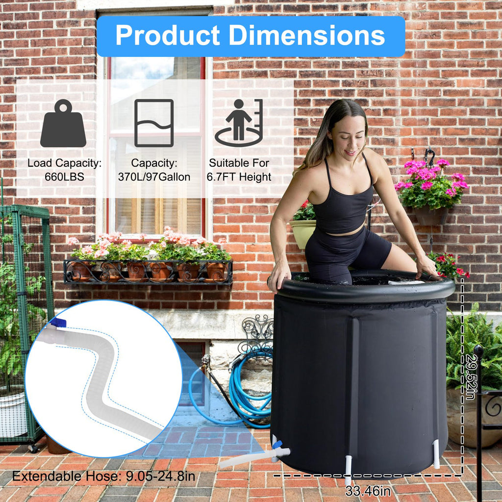 Portable Ice Bath Tub - 97 Gallon Cold Plunge with Cover