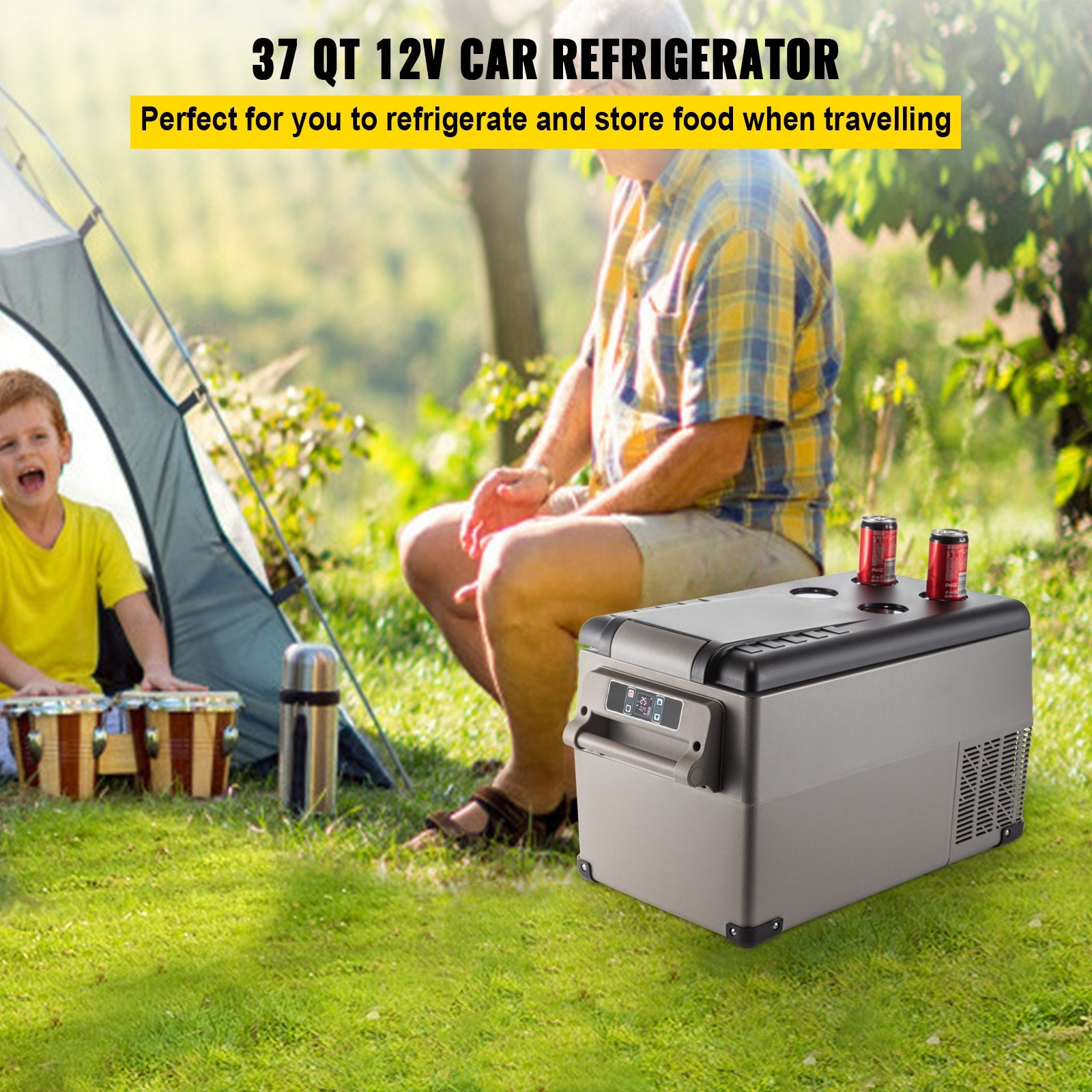 Portable Refrigerator 37 Quart - 12V App-Controlled Dual Zone