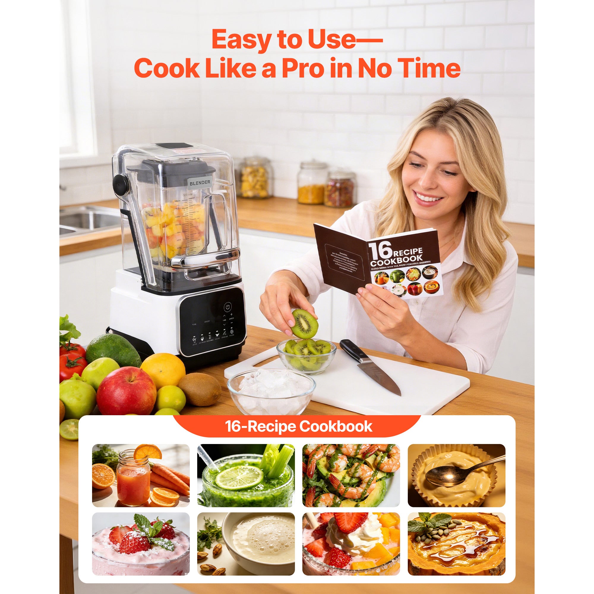 Professional Countertop Blender - 68 oz, 2200W with Splash Shield