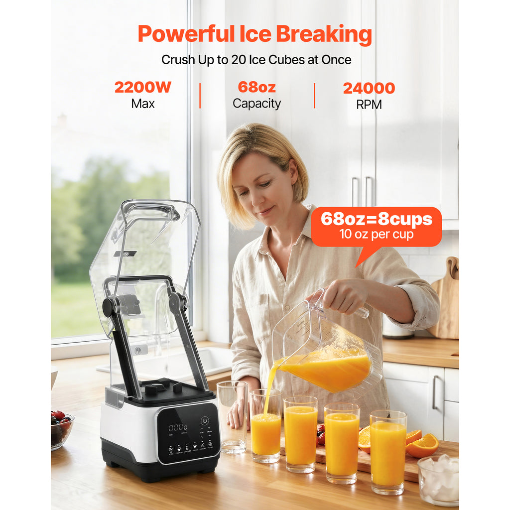 Professional Countertop Blender - 68 oz, 2200W with Splash Shield