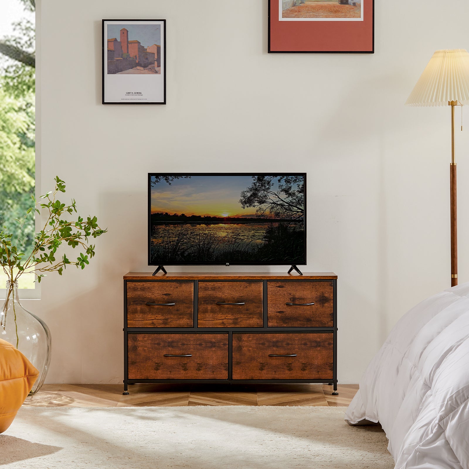 Tall Fabric Dresser with Drawers - Freestanding Storage Tower