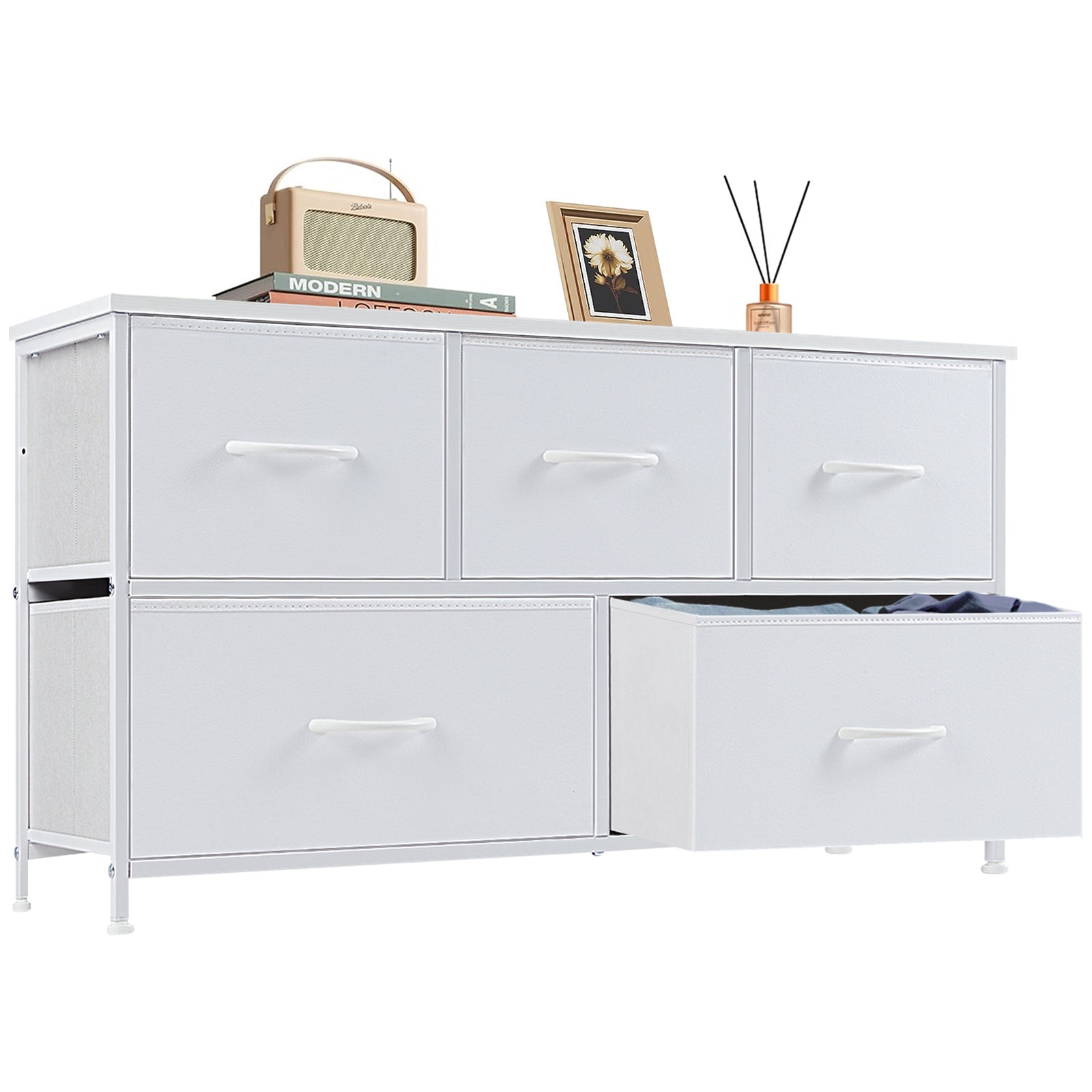 Tall Fabric Dresser with Drawers - Freestanding Storage Tower