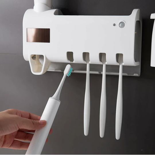 UV Toothbrush Sterilizer with Automatic Toothpaste Dispenser