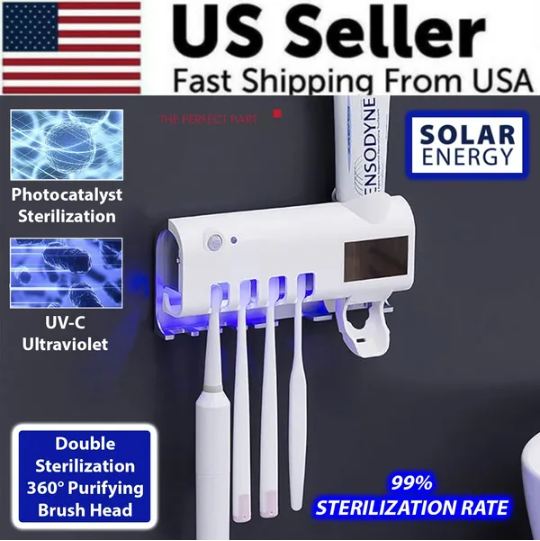 UV Toothbrush Sterilizer with Automatic Toothpaste Dispenser