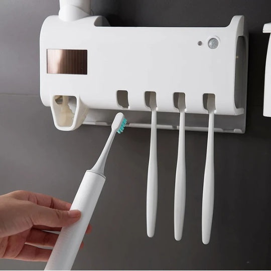 UV Toothbrush Sterilizer with Automatic Toothpaste Dispenser