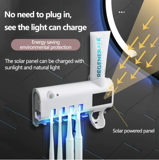 UV Toothbrush Sterilizer with Automatic Toothpaste Dispenser