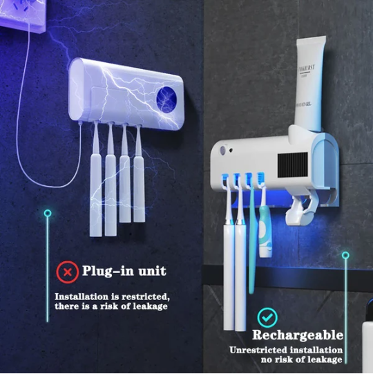 UV Toothbrush Sterilizer with Automatic Toothpaste Dispenser